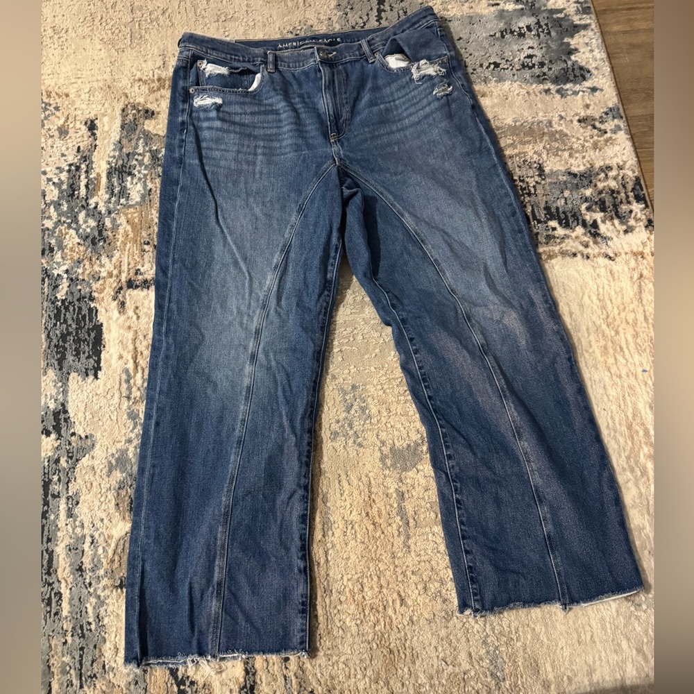 American Eagle Outfitters Low Rise Baggy Straight Jeans Size 18 Reg - Picture 2 of 8